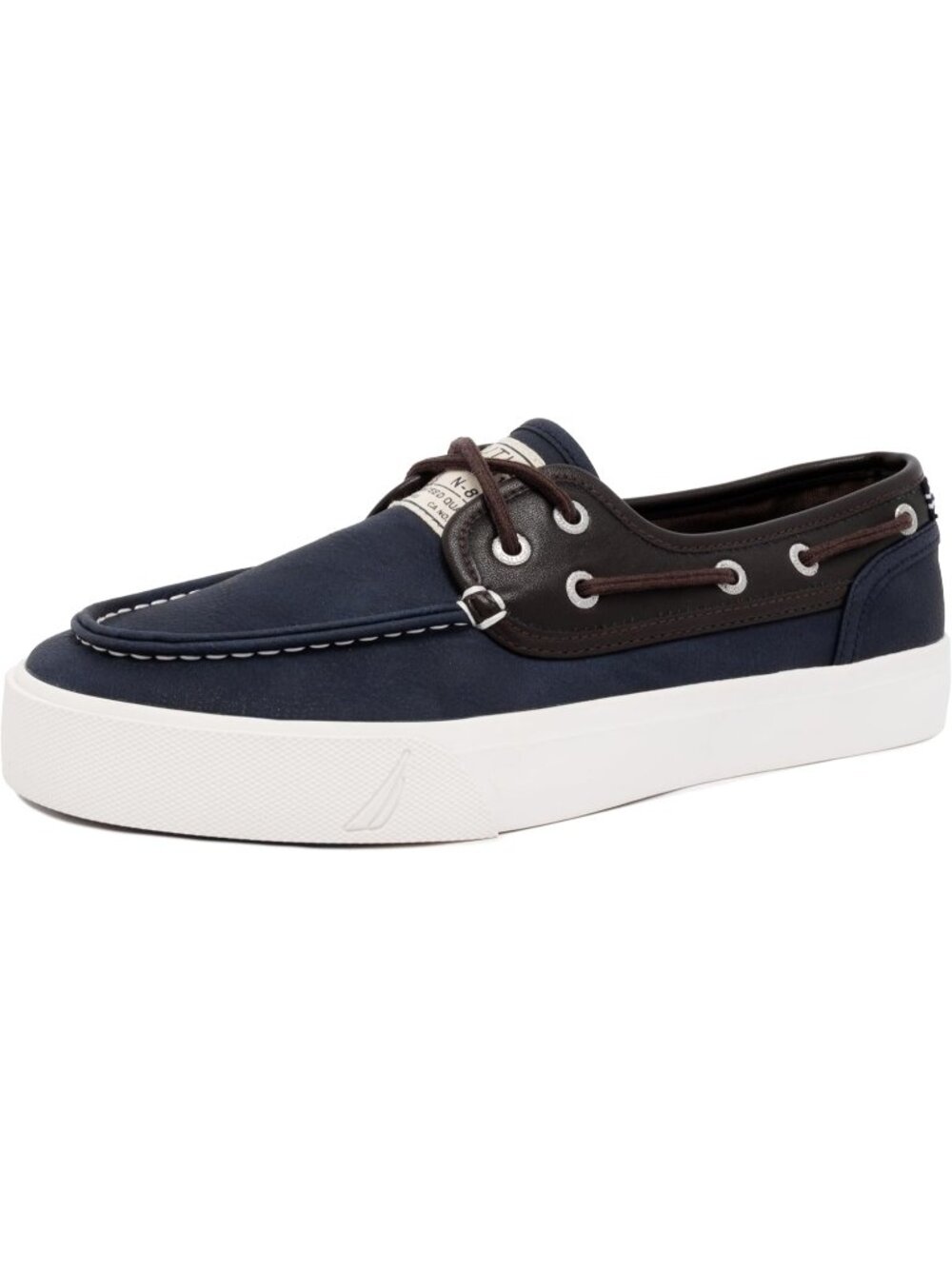 Nautica Men's Brown Tan Moc Toe Cushioned Insole Deck Fashion Lace Up Loafers
